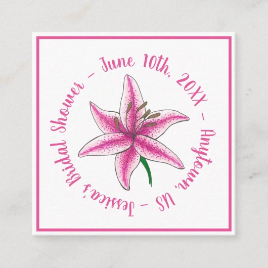 Roze Rosé Blush Wijnglas Bruiloft Vrijgezellenfees Informatiekaartje (Voorkant)