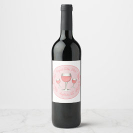 Roze Rosé Blush Wijnglas Bruiloft Vrijgezellenfees Wijn Etiket