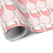 Roze Rosé Blush Wijnglas Wijnmakerij Vrijgezellenf Cadeaupapier (Rol Hoek)