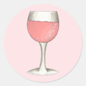 Roze Rosé Blush Wijnglas Wijnmakerij Vrijgezellenf Ronde Sticker (Voorkant)
