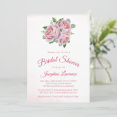 Roze Rose Boeket Bloemen Bruids Douche Uitnodiging (Staand voorkant)