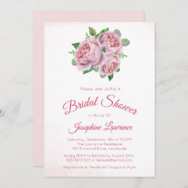 Roze Rose Boeket Bloemen Bruids Douche Uitnodiging