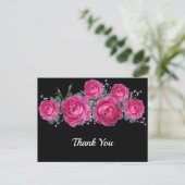 Roze Rose Boeket Bloemen Dank u Briefkaart (Staand voorkant)