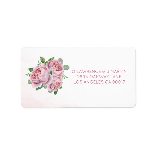 Roze Rose Boeket Bloemen Etiket (Voorkant)