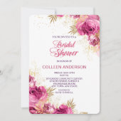 Roze Rose Boeket Bruids Douche Uitnodiging (Voorkant)