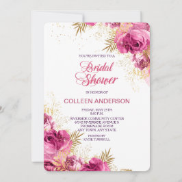 Roze Rose Boeket Bruids Douche Uitnodiging