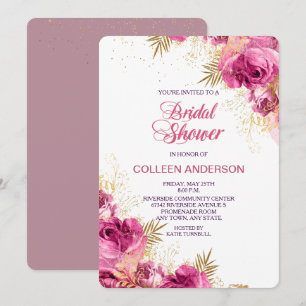 Roze Rose Boeket Bruids Douche Uitnodiging