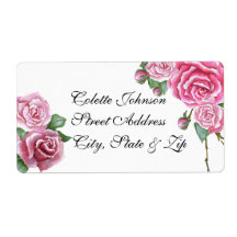 Roze Rose Boeket Bruiloft Retouradres Labels