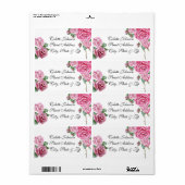 Roze Rose Boeket Bruiloft Retouradres Labels (Full Sheet)