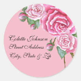 Roze Rose Boeket Bruiloft Retouradres Labels