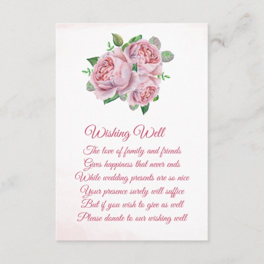 Roze Rose Boeket Bruiloft Wishing Well Kaarten (Voorkant)
