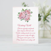 Roze Rose Boeket Bruiloft Wishing Well Kaarten (Staand voorkant)