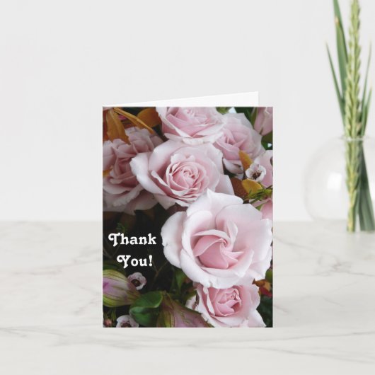 Roze Rose boeket-dank u! Bedankkaart (Voorkant)