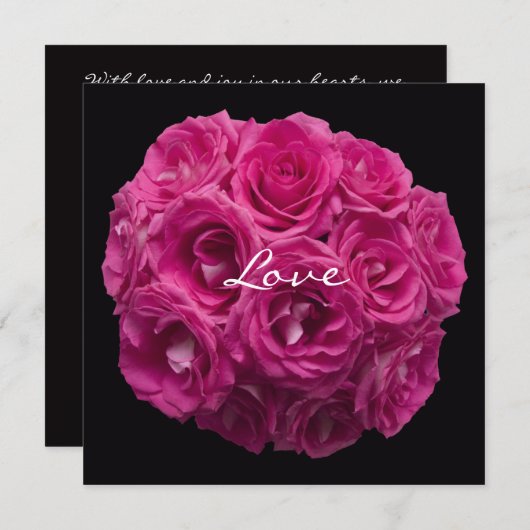 Roze Rose Boeket op Black Vow Vernieuwing Kaart (Voorkant / Achterkant)