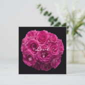 Roze Rose Boeket op Black Vow Vernieuwing Kaart (Staand voorkant)