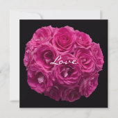 Roze Rose Boeket op Black Vow Vernieuwing Kaart (Voorkant)