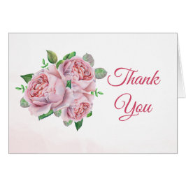 Roze Rose Boeket Waterverf Dank u kaart