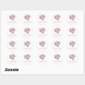 Roze Rose Boeket Waterverf Trouwstickers Ronde Sticker (Vel)