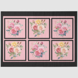 Roze Rose Boeketten Tegels Decoupage Tissuepapier