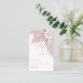 Roze Rose Boho Bohemian Chic Pampas Grass Visitekaartje (Staand voorkant)