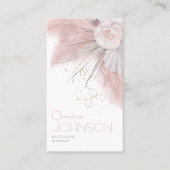 Roze Rose Boho Bohemian Chic Pampas Grass Visitekaartje (Voorkant)