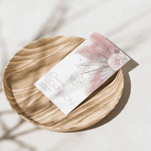 Roze Rose Boho Bohemian Chic Pampas Grass Visitekaartje