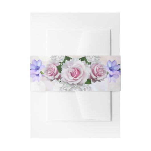 Roze Rose Bokeh Wedding Uitnodigingen Wikkel (Voorkant Voorbeeld)