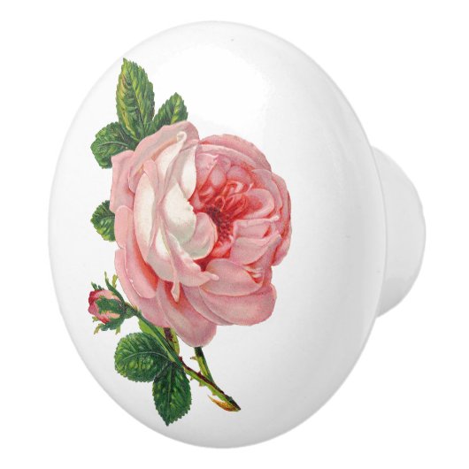  Roze Rose Botanisch Keramische Knop (Rechts)