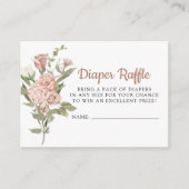 Roze Rose Botanische Baby shower met diaperder Raf Informatiekaartje (Voorkant)