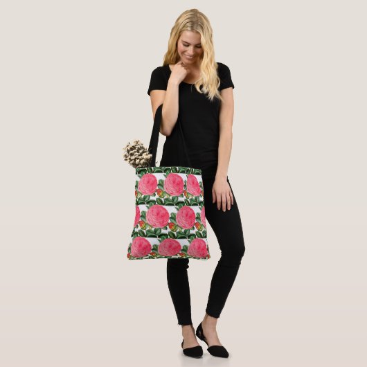 Roze Rose Botanische Florence Beach or day Tote Bag (Op model)