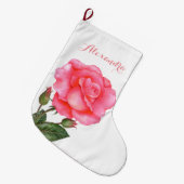 Roze Rose Botanische illustratie Grote Kerstsok (Voorkant (Hangend))
