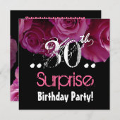 Roze Rose Bouquet 30th Surprise Birthday Sjabloon Kaart (Voorkant / Achterkant)