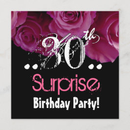 Roze Rose Bouquet 30th Surprise Birthday Sjabloon Kaart