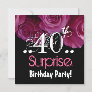 Roze Rose Bouquet 40th Surprise Birthday Sjabloon Kaart