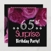 Roze Rose Bouquet 65th Surprise Birthday S001 Kaart (Voorkant / Achterkant)