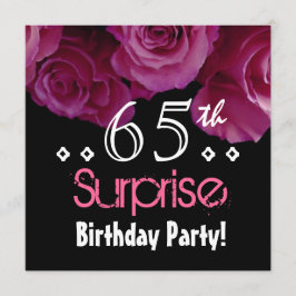 Roze Rose Bouquet 65th Surprise Birthday S001 Kaart