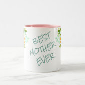 Roze Rose Bouquet Best Moeder Ever Tweekleurige Koffiemok (Center)