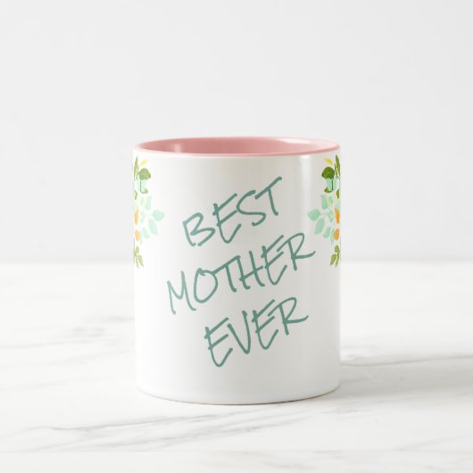 Roze Rose Bouquet Best Moeder Ever Tweekleurige Koffiemok (Center)