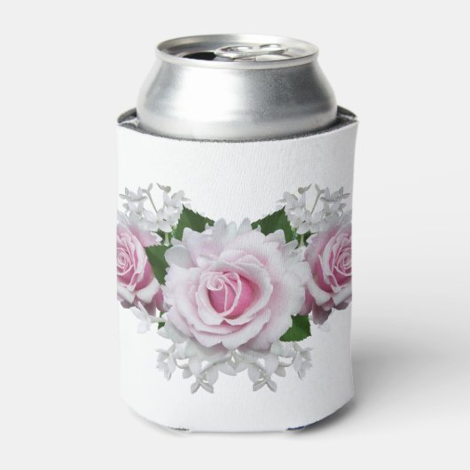Roze Rose Bouquet Blikjeskoeler (Blikje Voorkant)