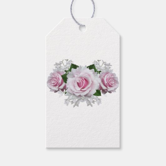 Roze Rose Bouquet Cadeaulabel (Voorkant)