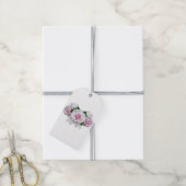 Roze Rose Bouquet Cadeaulabel (Met Touw)