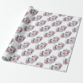 Roze Rose Bouquet Cadeaupapier (Uitgerold)