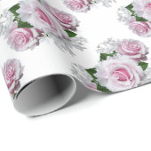 Roze Rose Bouquet Cadeaupapier (Rol Hoek)