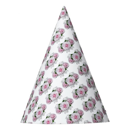 Roze Rose Bouquet Feesthoedjes (Voorkant)
