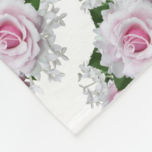 Roze Rose Bouquet Fleece Deken (Hoek)