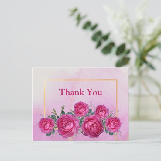  Roze Rose Bouquet Floral Briefkaart (Staand voorkant)