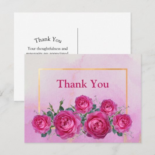  Roze Rose Bouquet Floral Briefkaart (Voorkant / Achterkant)