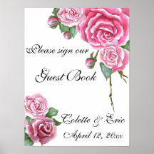 Roze Rose Bouquet Floral Guest Book Weddenschap