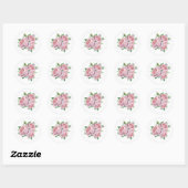 Roze Rose Bouquet  Floral Ronde Sticker (Vel)