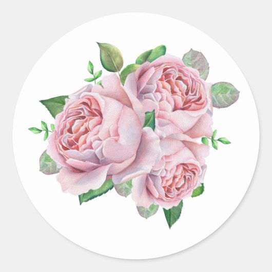Roze Rose Bouquet  Floral Ronde Sticker (Voorkant)